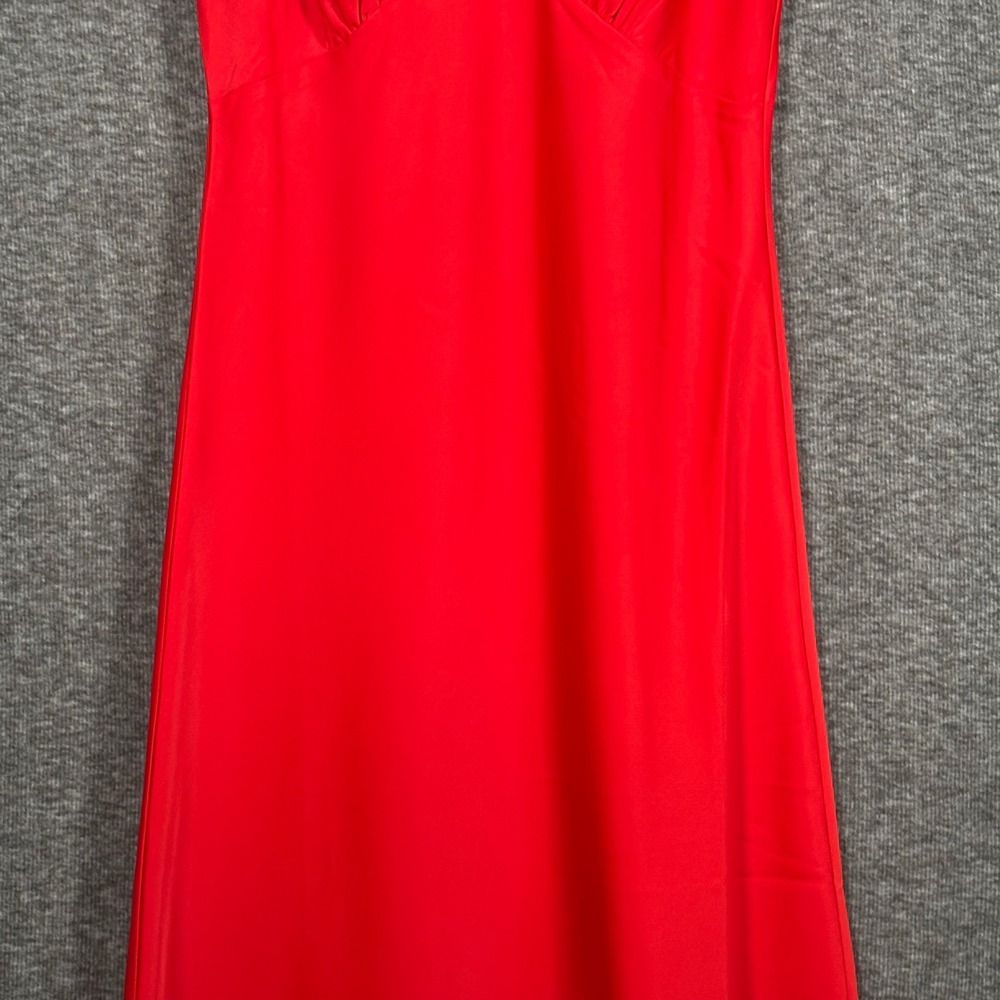 ROMY The Brand Alexis Dress Red V-Neck Ruched Bust Sleeveless Maxi Womens Medium - Picture 4 of 13